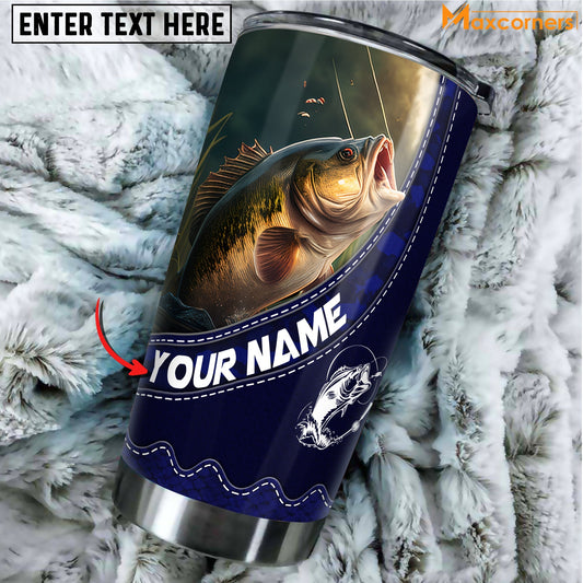 BlueJose Bass Fishing Personalized Name Tumbler