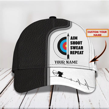 BlueJose Archery Aim Shoot Swear Repeat Personalized Name Cap