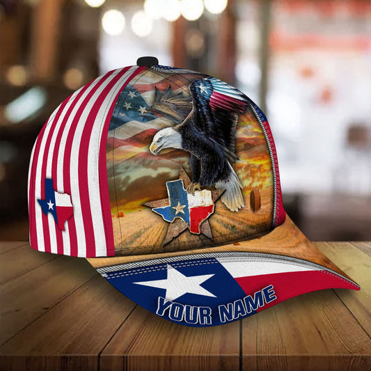 BlueJose Premium Eagle Texas Pride 3D Printed Hat Personalized