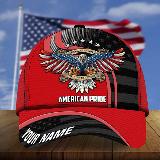BlueJose Premium Eagle Patriot By Choice 3D Cap American Pride Hat Multicolor Personalized