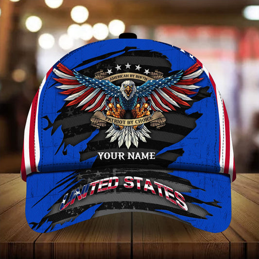 BlueJose Premium United States Eagle 3D Cap Patriot By Choice Multicolor Personalized