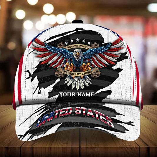 BlueJose Premium United States Eagle 3D Cap Patriot By Choice Multicolor Personalized