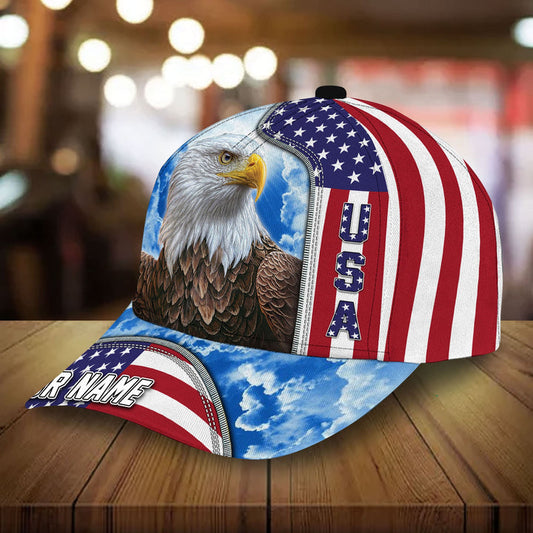 BlueJose Premium Usa Eagle Patriotic 3D Cap United States Sky Hat Personalized