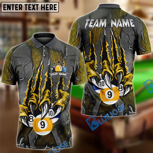 BlueJose Billiards Ball 8,9 And 10 Monster Claw Personalized Name Shirt (4 Colors)