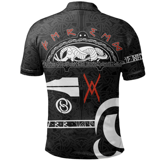 BlueJose Viking Style Polo Shirt - Raven Norse mythology Tattoo