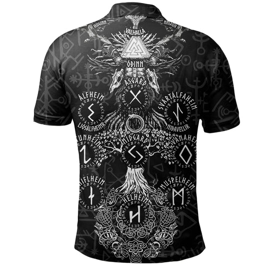 BlueJose Viking Style Polo Shirt - Odin Tree Runes