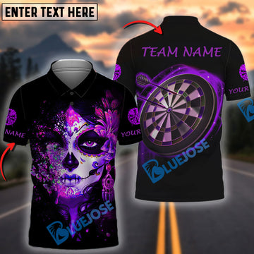 BlueJose Darts Sugar Skull Girl Personalized Name, Team Name 3D Shirt (4 Colors)