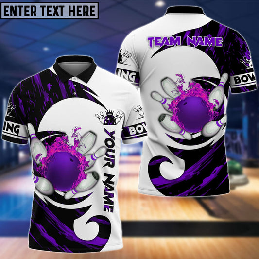 BlueJoses Bowling And Pins Water Paint Color Customized Name 3D Shirt (4 Colors) Personalized Shirts For Bowling Players