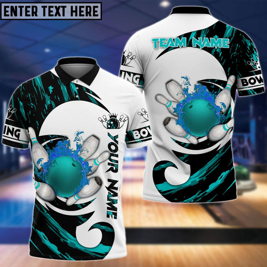 BlueJoses Bowling And Pins Water Paint Color Customized Name 3D Shirt (4 Colors)