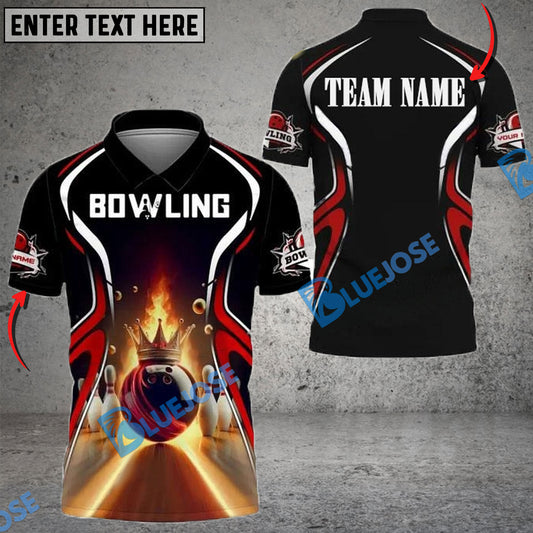 BlueJose Bowling And Pins Bright Way Multicolor Customized Name Shirt (4 Colors)