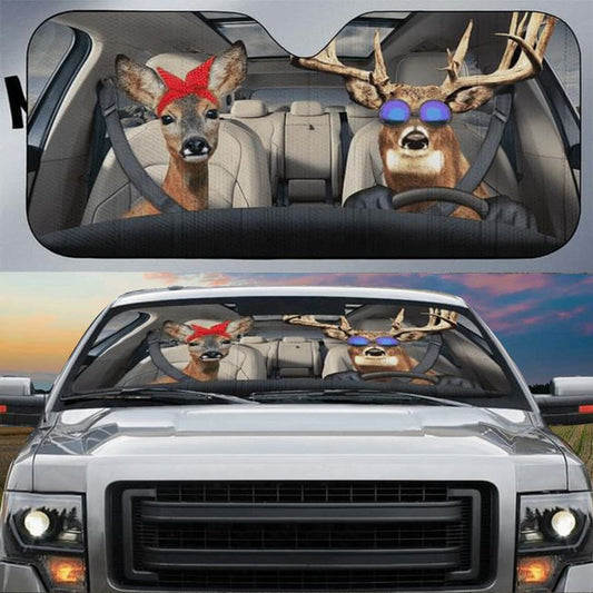 BlueJose Deer Couple Car All Over Printed 3D Sun Shade