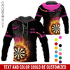 BlueJose Flaming Dartboards Personalized Name, Team Name 3D Hoodie