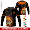 BlueJose Flaming Dartboards Personalized Name, Team Name 3D Hoodie