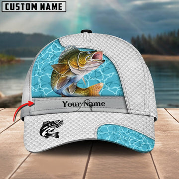 Bluejose Walleye Fishing White Blue Water Sport Personalized Cap