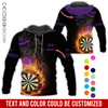 BlueJose Flaming Dartboards Personalized Name, Team Name 3D Hoodie