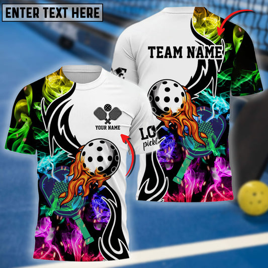 BlueJose Pickleball Rainbow Smoke 3 Personalized Name, Team Name Unisex Shirt