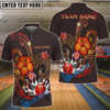 BlueJoses Bowling Ball And Pins Flower Pattern Premium Customized Name 3D Shirt For Women