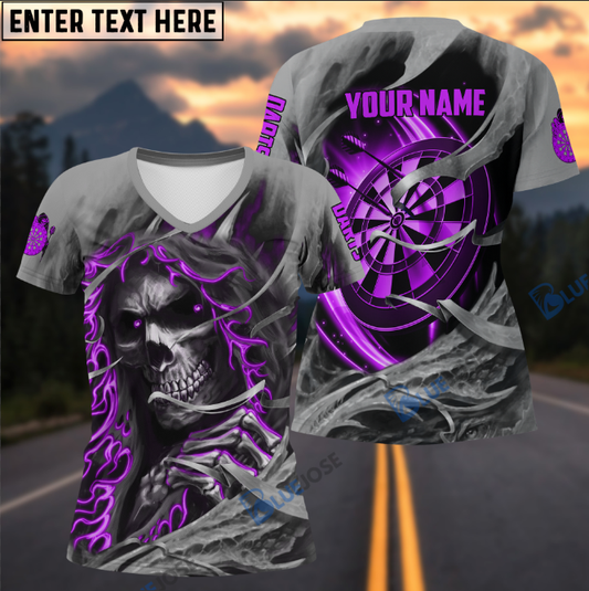 BlueJose Darts Skull Reaper Personalized Name 3D Women Shirt