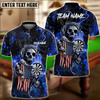 BlueJose Reaper Darts Fire Skull US Flag Personalized Shirt ( 6 Colors )