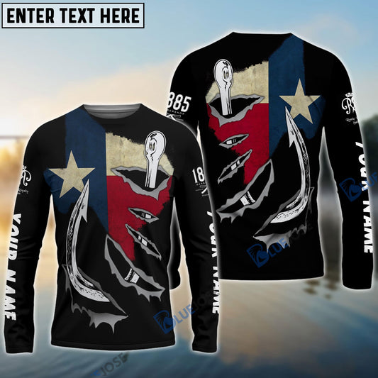 BlueJose Fishing Hook Texas Flag Black Personalized Shirts For Curtis Sexton