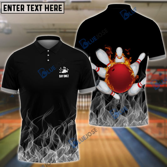 BlueJoses Bowling And Pins Ink Fire Pattern Customized Name 3D Shirt for Brenda Delgado