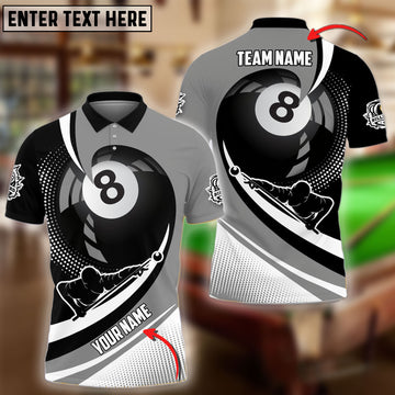 BlueJose Billiards Ball 8 Player Gray Personalized Name, Team Name 3D Shirt