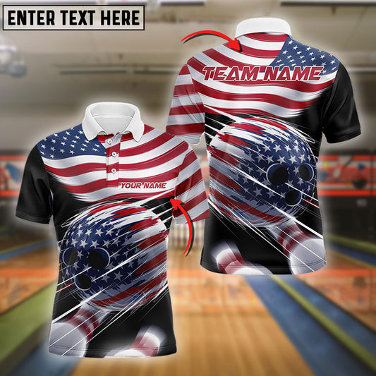 BlueJoses Bowling Us Flag Patriot League Customized Name, Team Name 3D Shirt