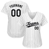BlueJose Custom White Black Pinstripe Black-Gray Authentic Baseball Jersey