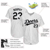 BlueJose Custom White Black Pinstripe Black-Gray Authentic Baseball Jersey