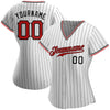 BlueJose Custom White Black Pinstripe Red-Black Authentic Baseball Jersey