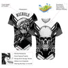BlueJose Custom White Gray-Black 3D Skull Baseball Jersey