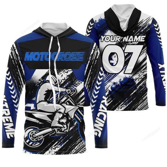 BlueJose Blue Custom Motocross Dirt Bike Racing 3D Shirt