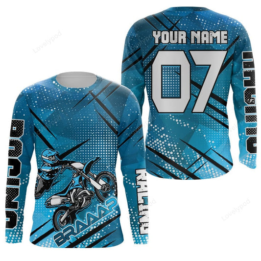 BlueJose Personalized Motocross Racing Offroad Motorcycle 3D Shirt