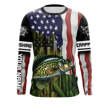 Bluejose Crappie Fishing American Flag Personalized Long Sleeve